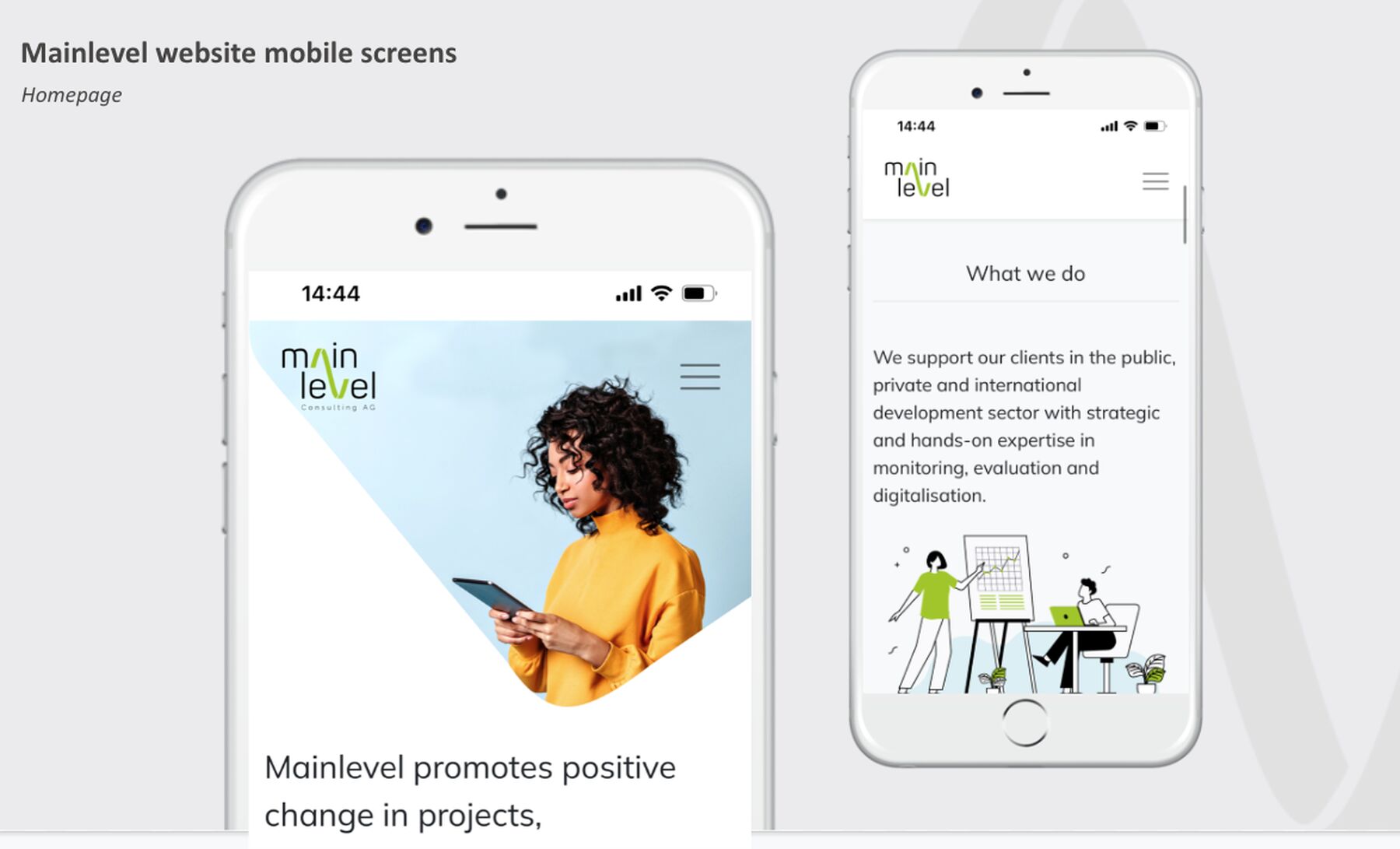 Mainlevel mobile screens