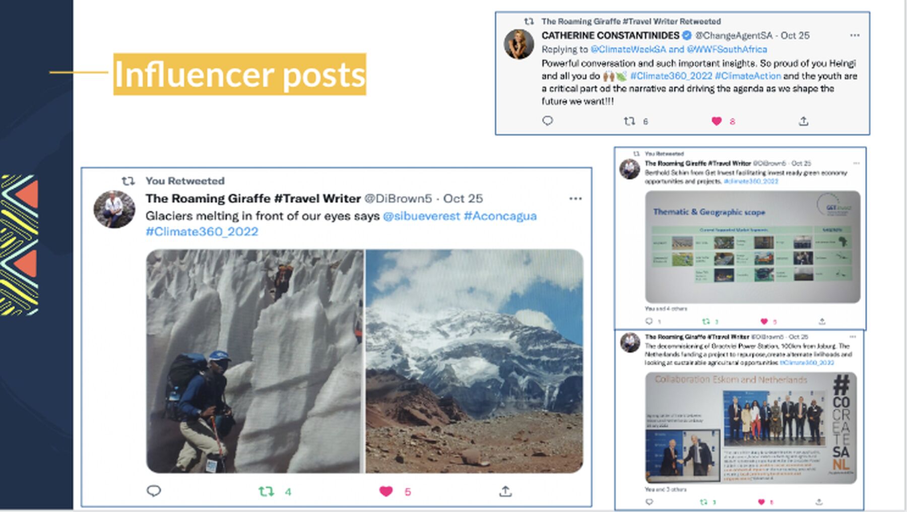Screenshots of influencer posts