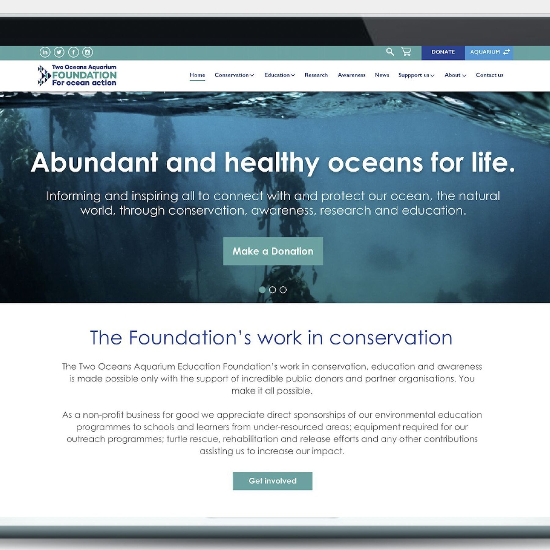 The Two Oceans Aquarium Foundation's website was also refreshed.