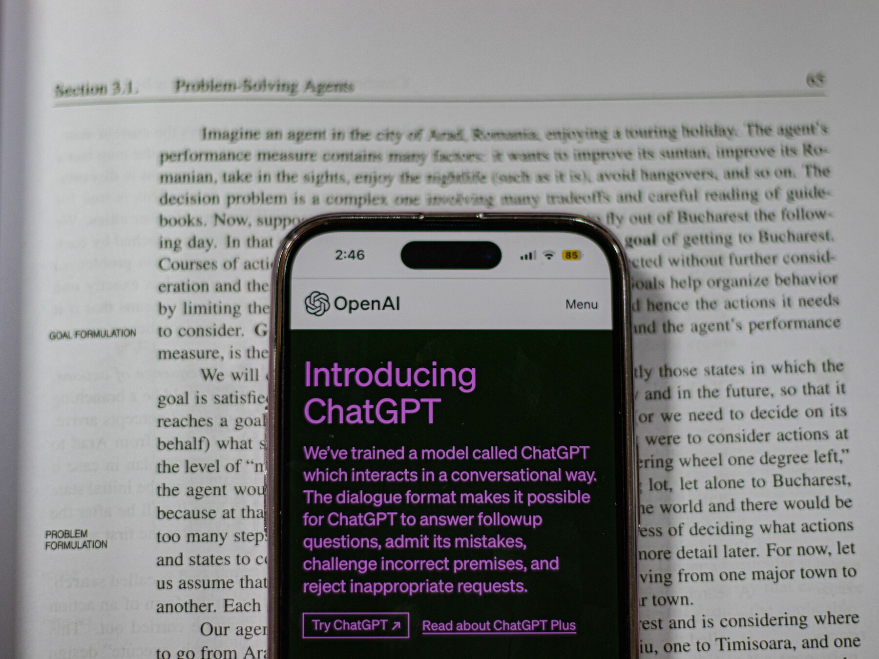 Chat GPT being used on a phone