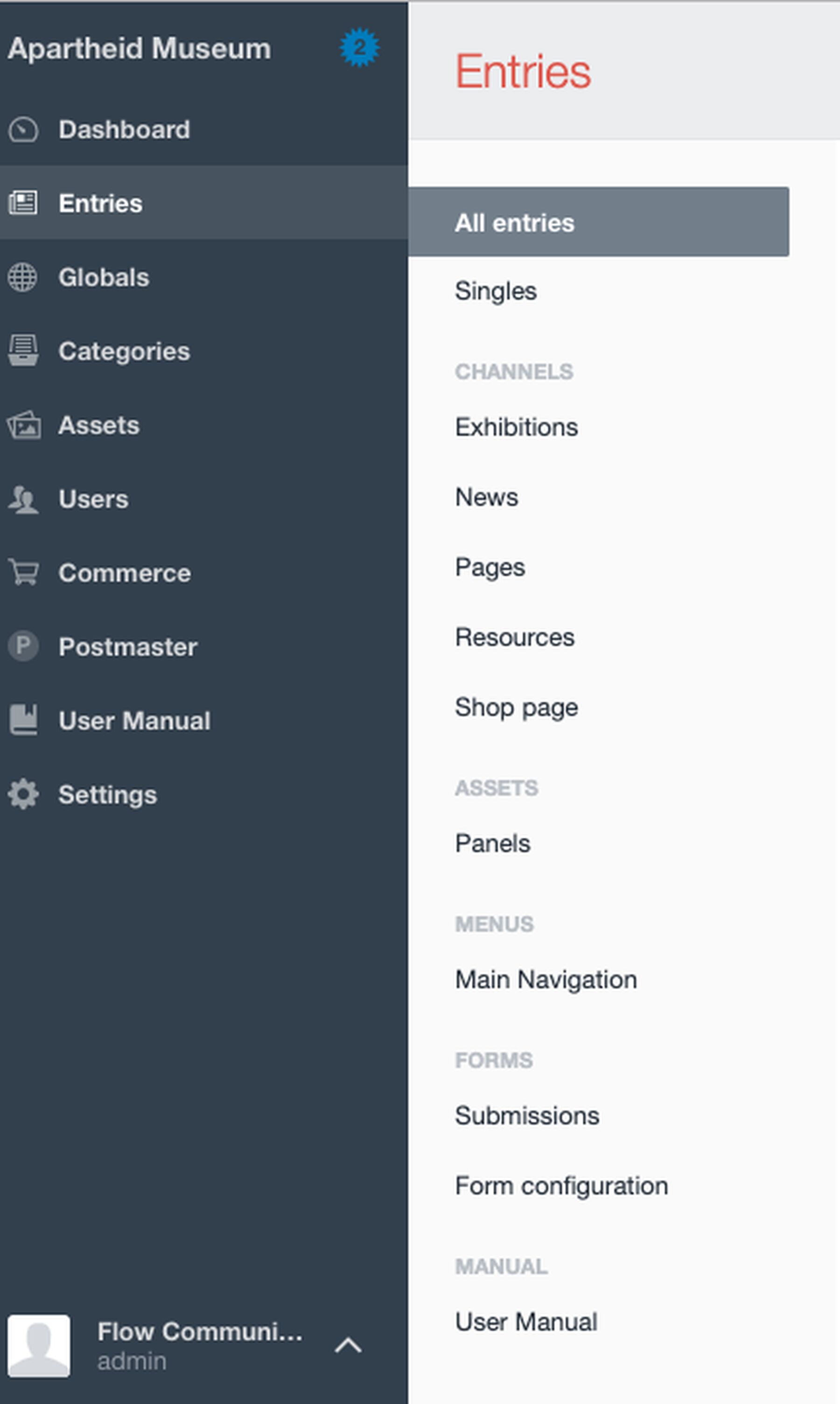 Screenshot of Craft CMS